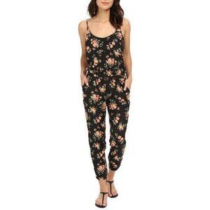 Jack‎ by BB Dakota Womens Size S Jumpsuit Black Floral Print Sleeveless Pockets
